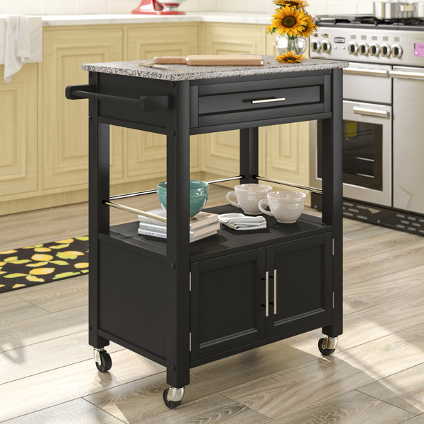 Wade Logan® Houchin 30'' Wide Rolling Kitchen Cart with Granite Top
